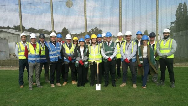 Officials from the MoJ, HMP Kirklevington Grange and Reds10 break ground at the open prison near Yarm, North Yorkshire. Image: Reds10