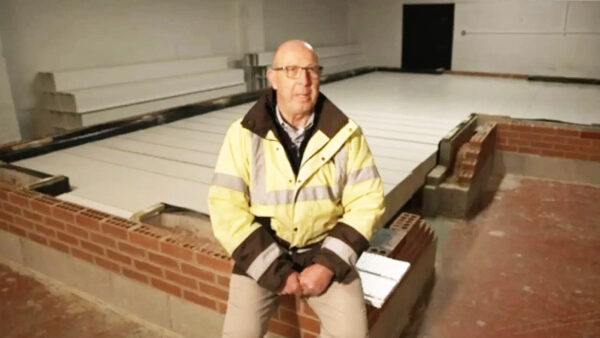 Roger Carter with Polibeam product. Image: Polibeam
