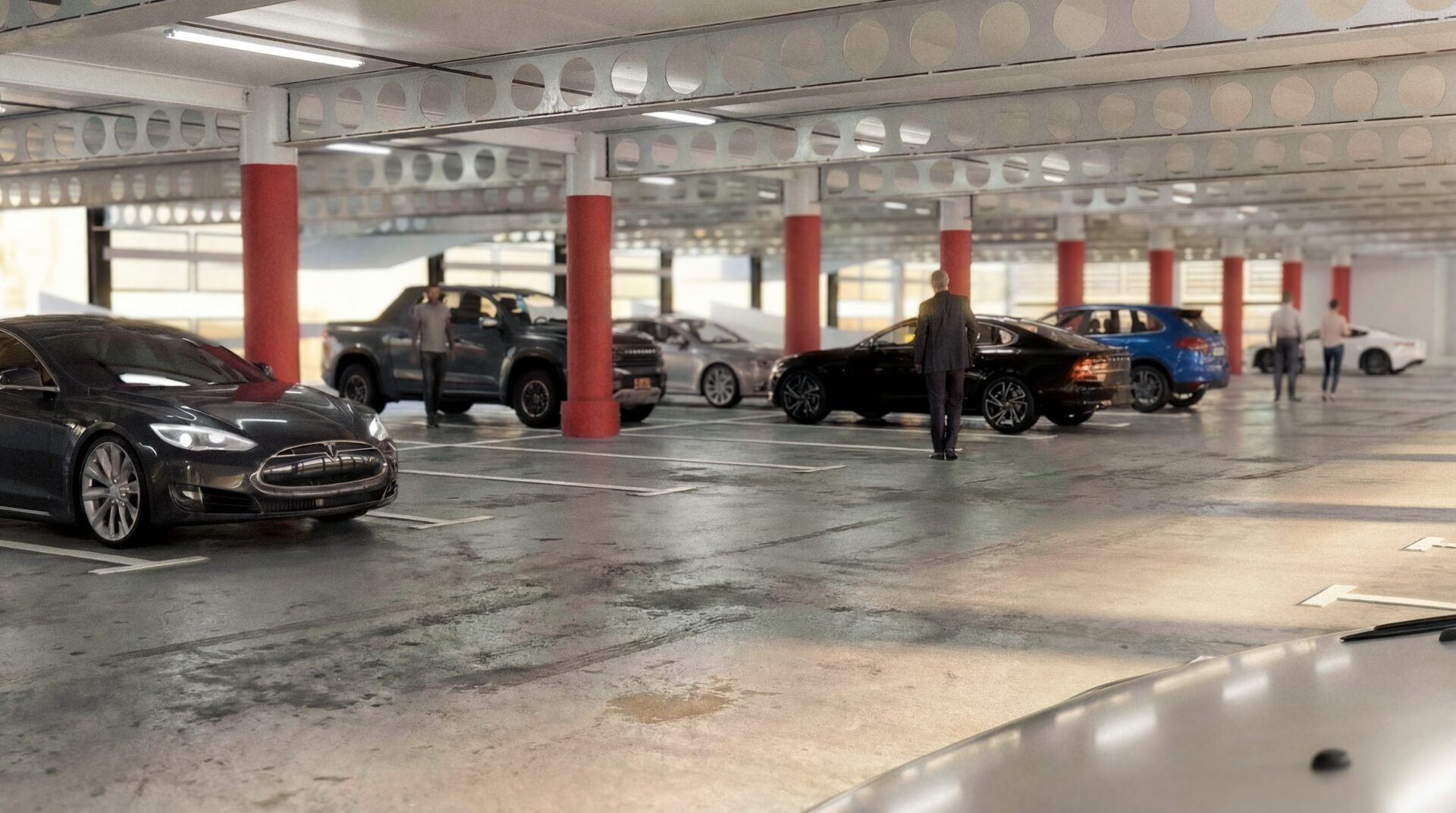 Contractor MGM Construction has reinforced pillars in a Newcastle car park to protect it from heavier EVs. Image: MGM Construction