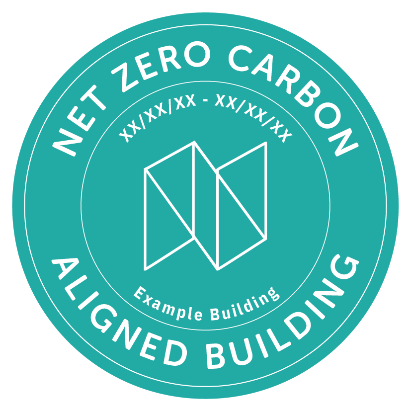 Kite mark for Net Zero Carbon Aligned buildings. Image: UKNZCBS