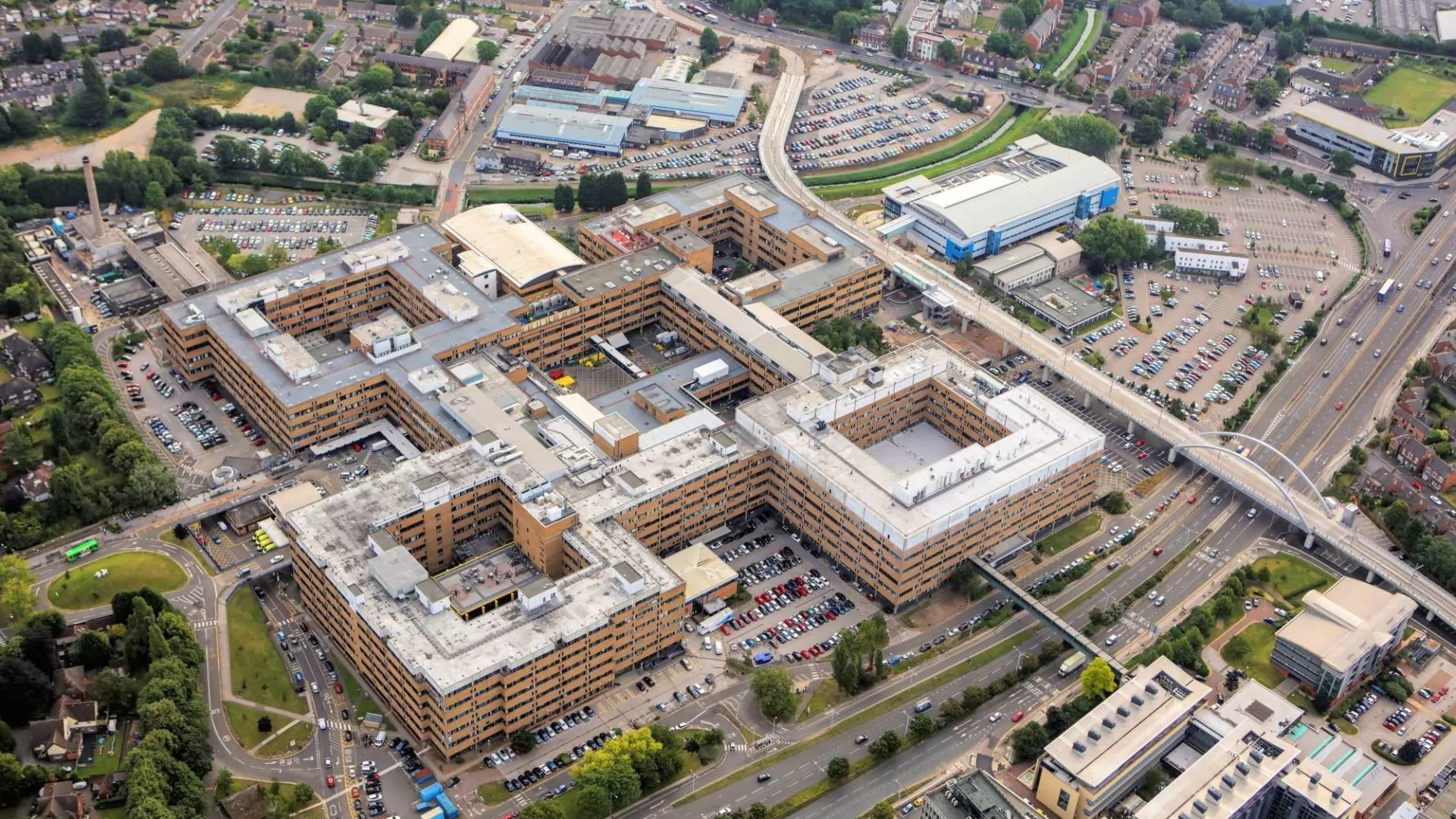 Aerial view of a big hospital compound.